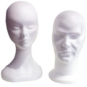 Testa donna e uomo in polistirolo