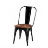 Sedia Cook alto con gambe nere e seduta legno massello 44x43xH92 cm