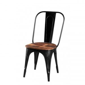 Sedia Cook alto con gambe nere e seduta legno massello 44x43xH92 cm